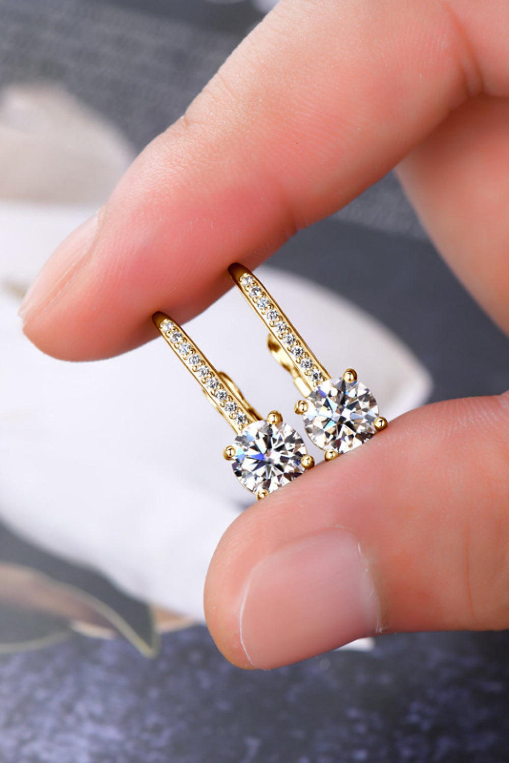 2 Carat Moissanite Sterling Silver Earrings - alternate earring view