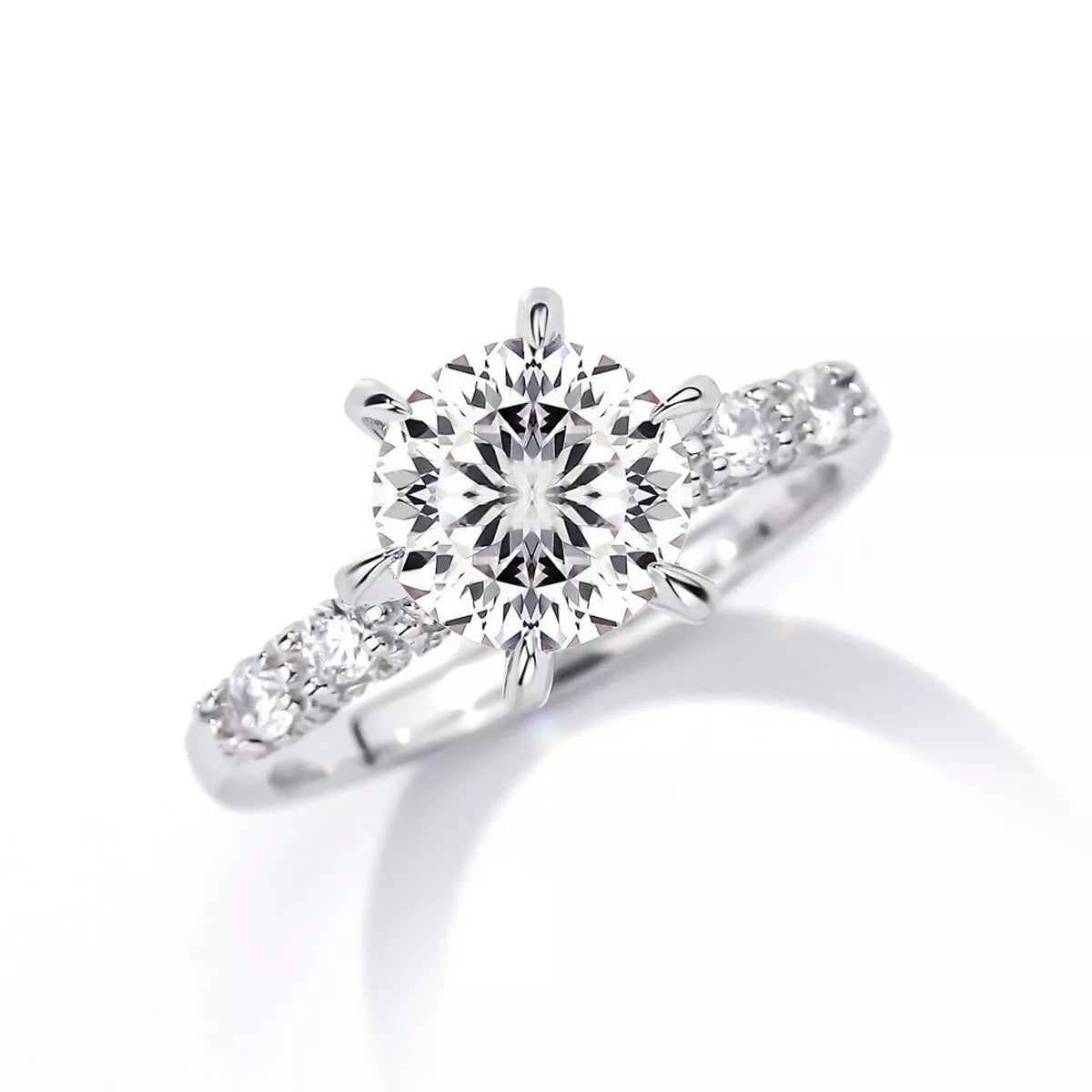 3 Carat Sterling Silver Moissanite Geometric Ring in Silver - women's ring