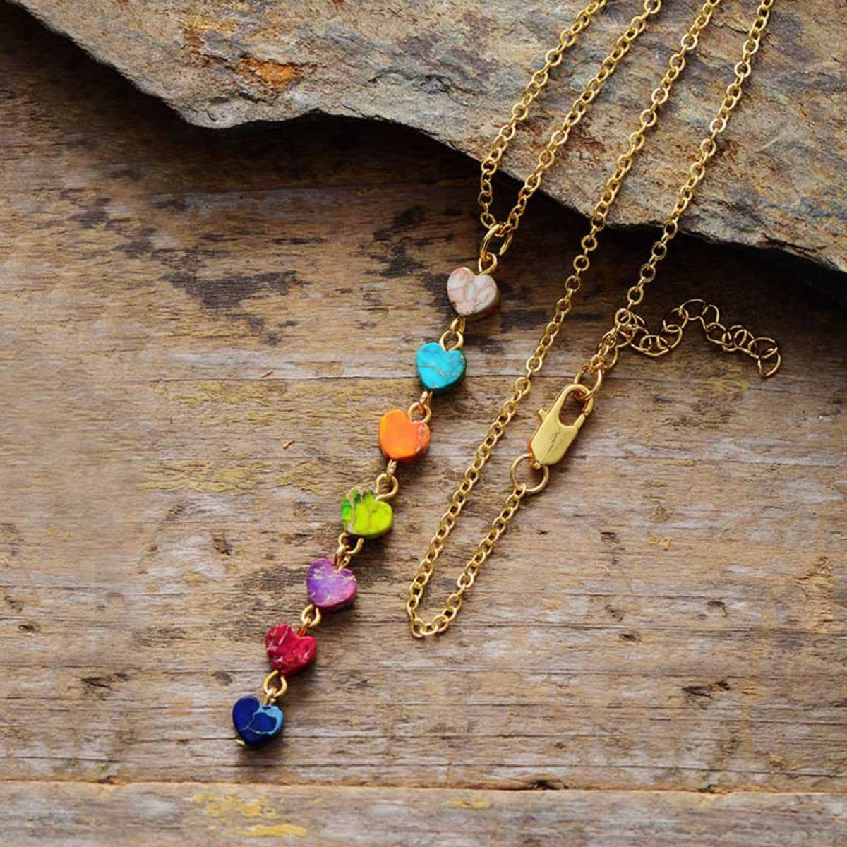 Heart Shape Natural Stone Necklace - alternate necklace view
