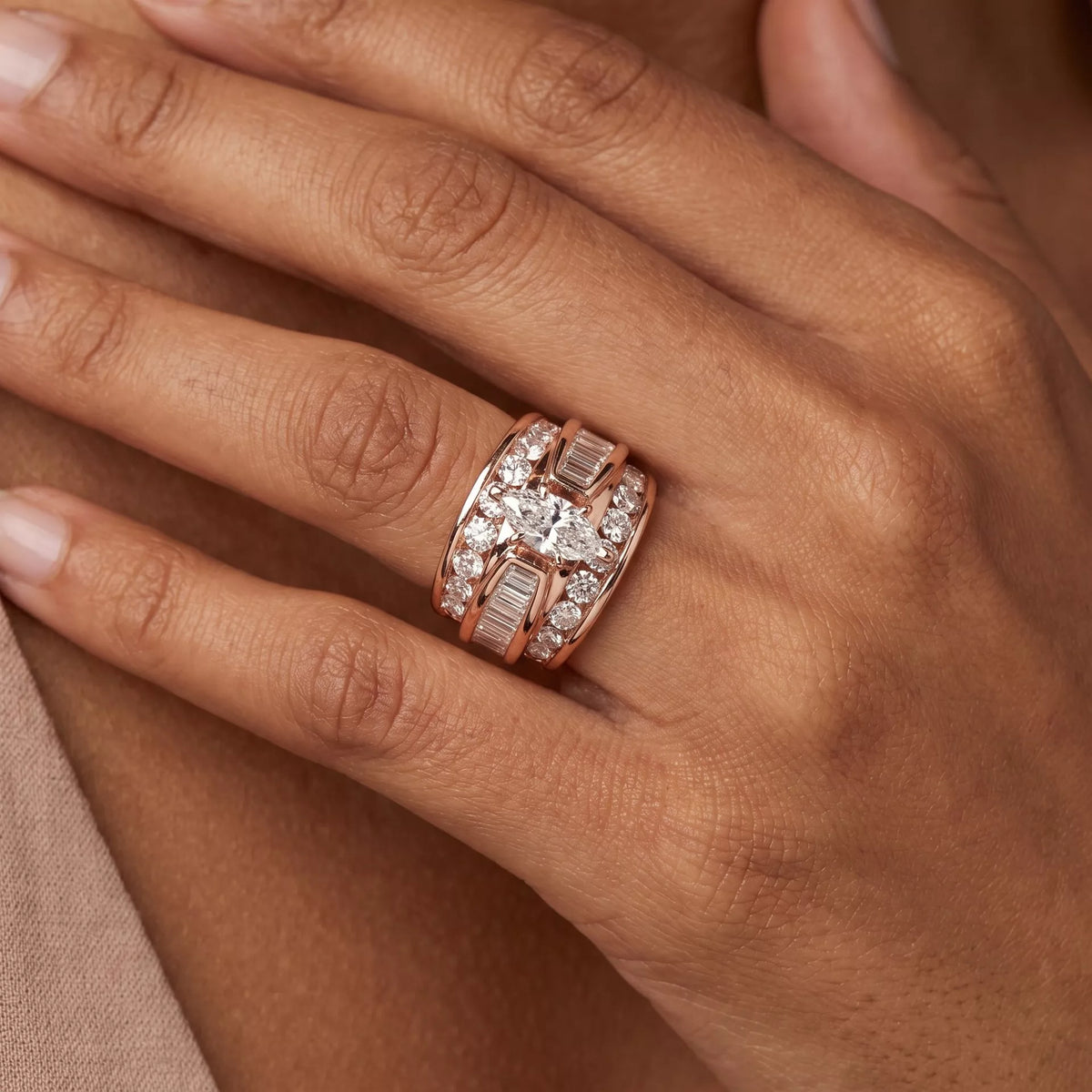Alloy Zircon Wide Band Ring - alternate ring view