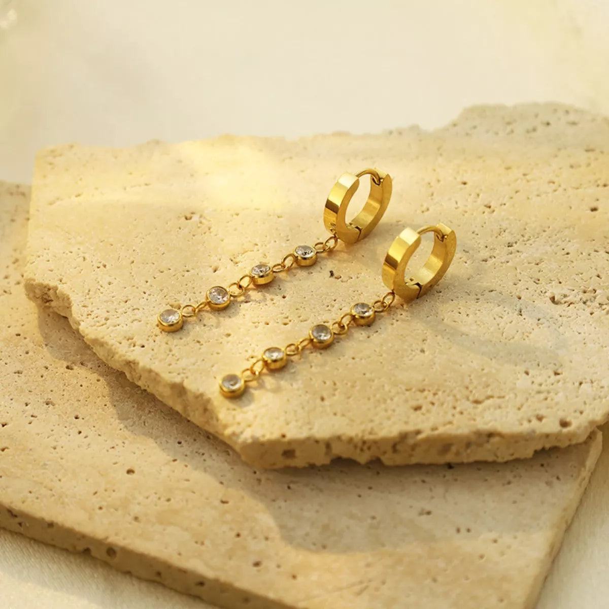 18K Gold-Plated Hoop Drop Earrings - alternate earring view