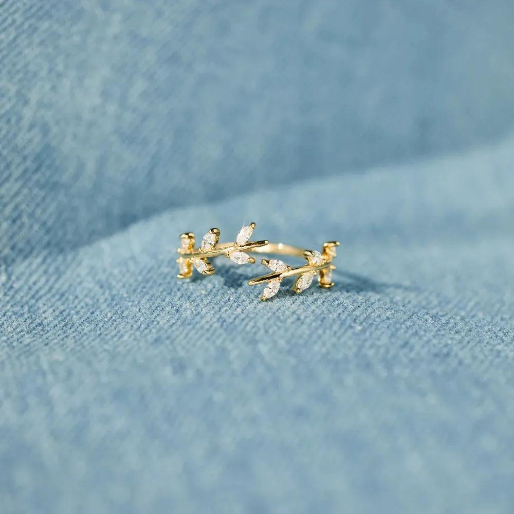 Sterling Silver Leaf Open Ring - alternate ring view