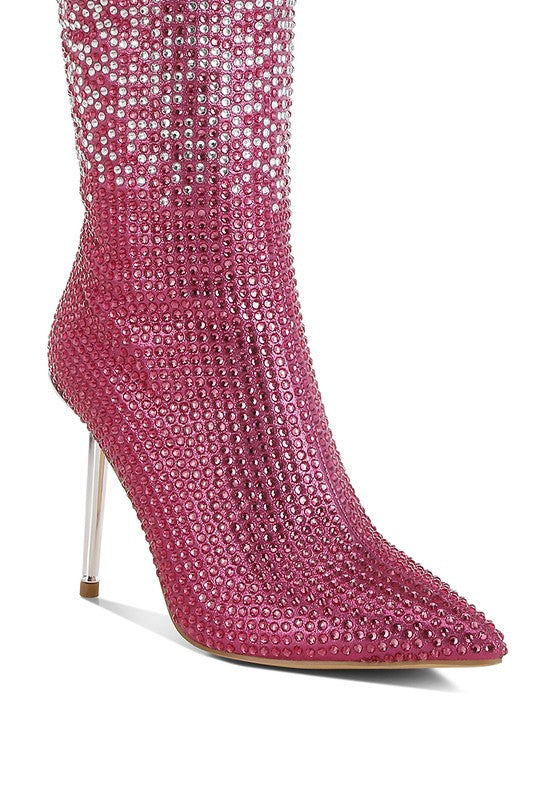 Shiny Rhinestone Studded Boots