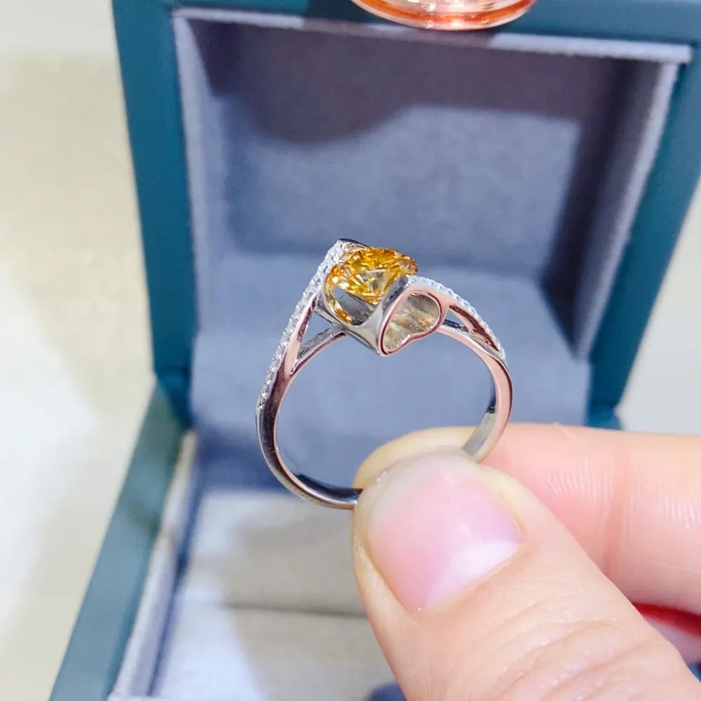 1 Carat Moissanite Sterling Silver Ring - alternate ring view