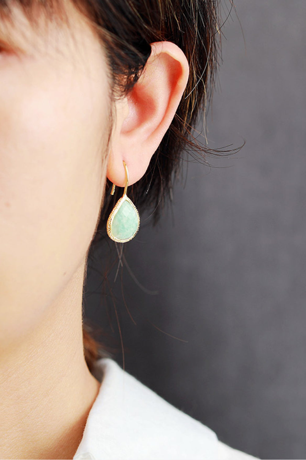 Handmade Natural Stone Teardrop Earrings in Hot Pink - women's drop earrings