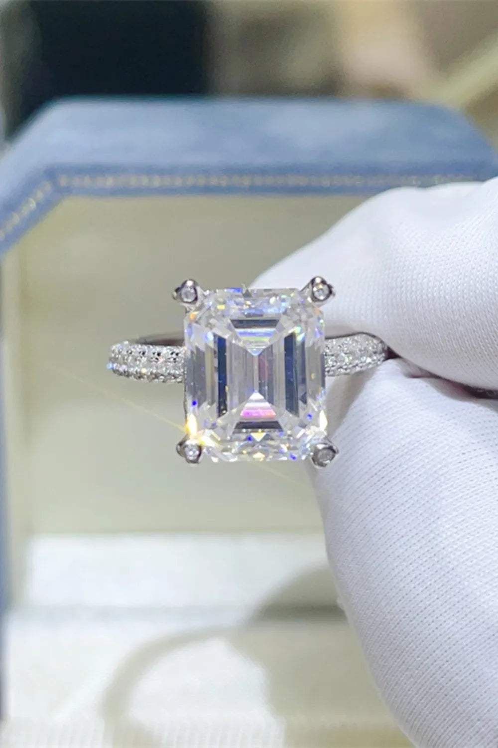 5 Carat Moissanite Sterling Silver Ring in Silver - women's ring