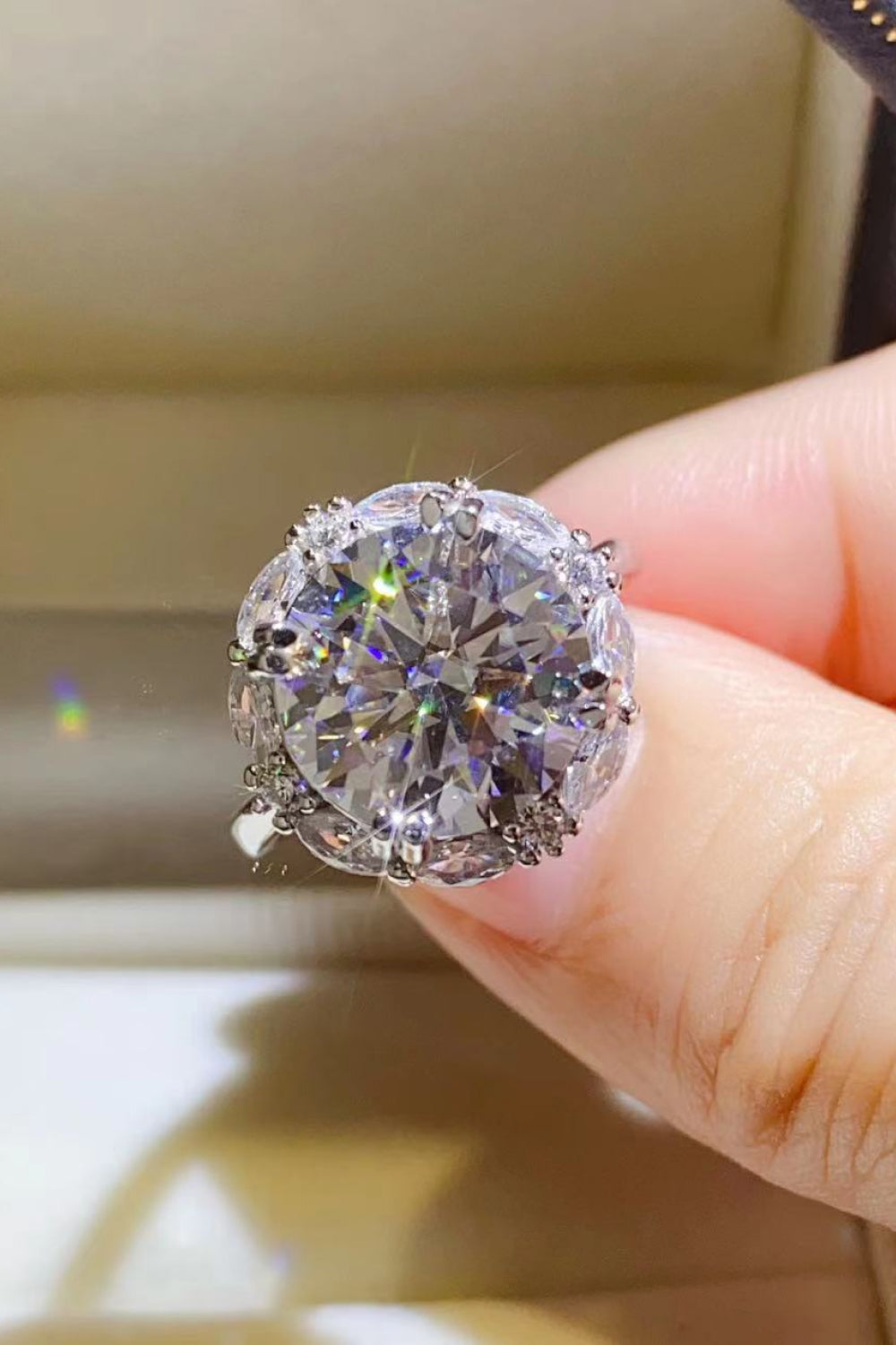 5 Carat Moissanite Sterling Silver Ring in Silver - women's ring
