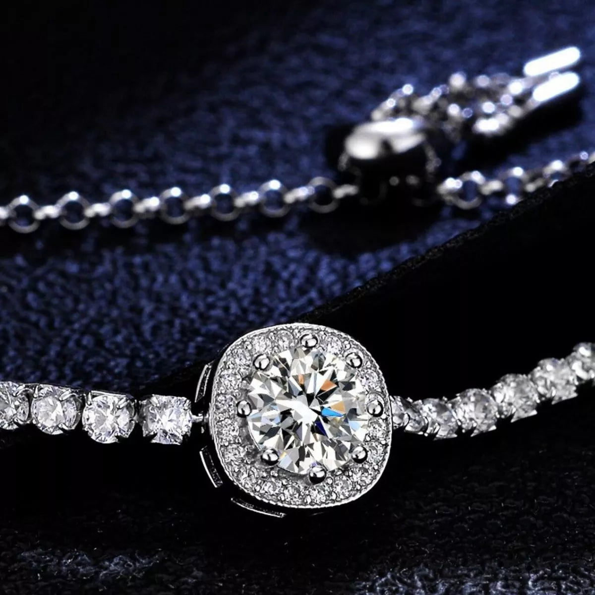1 Carat Moissanite Sterling Silver Chain Bracelet - alternate jewelry view