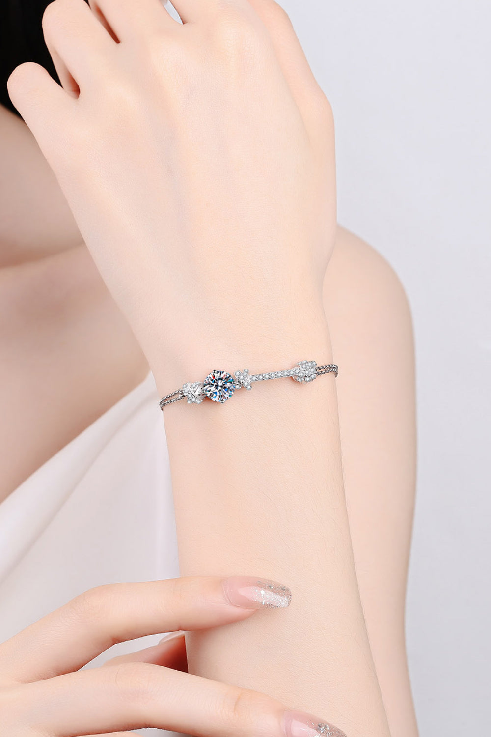2 Carat Moissanite Sterling Silver Bracelet - alternate jewelry view