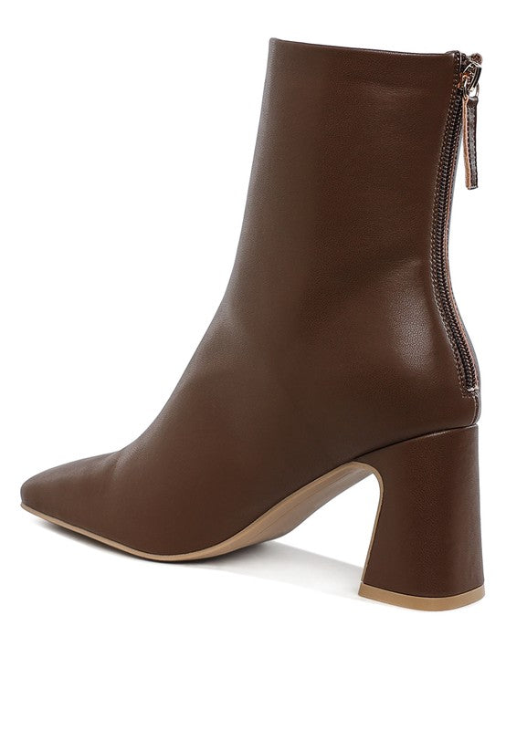 Faux Leather Square Ankle Boots