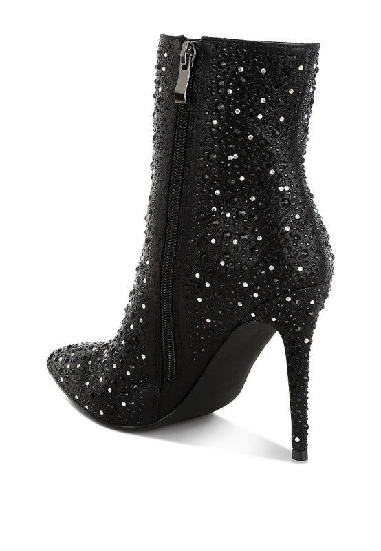 Rhinestones Stiletto Ankle Boots