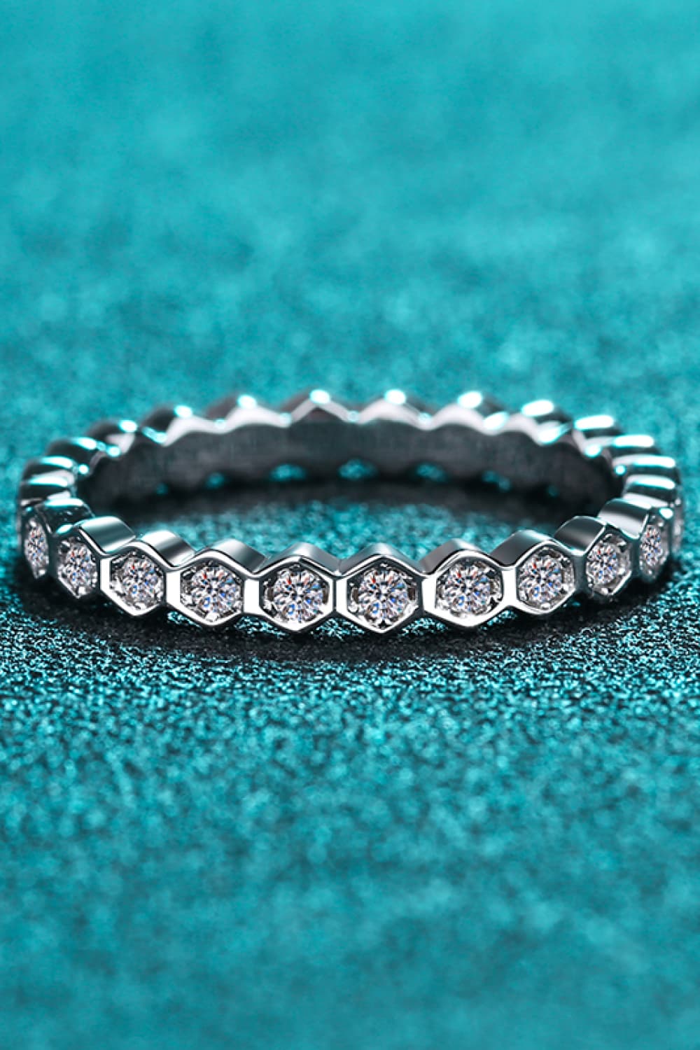 Moissanite Sterling Silver Eternity Ring in Silver - women's ring