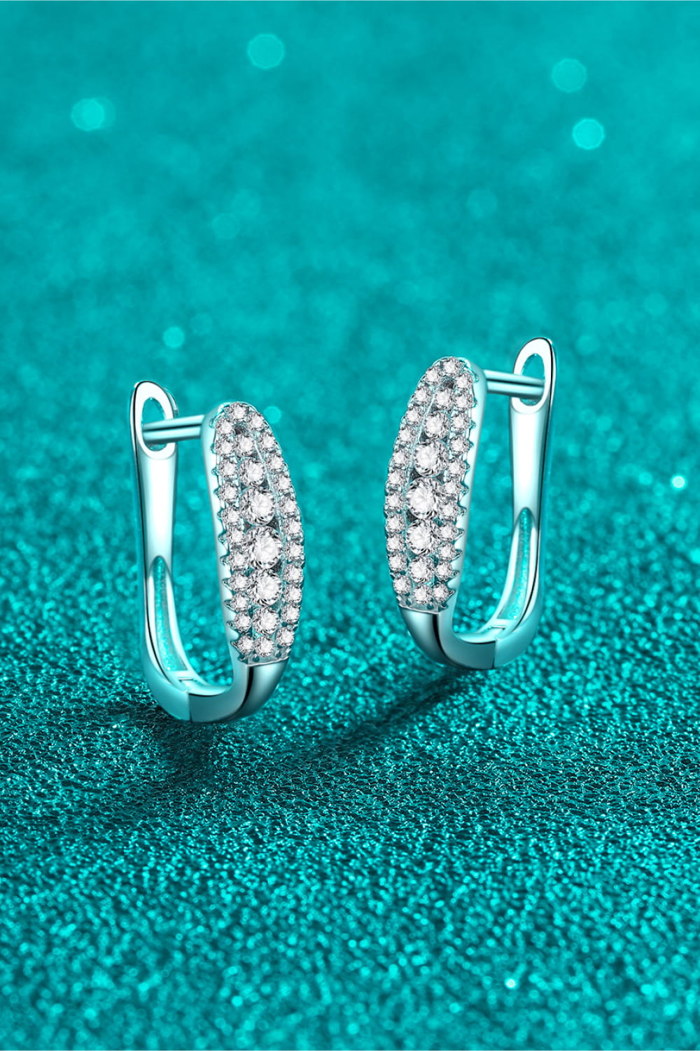 Moissanite Rhodium-Plated Earrings - alternate earring view
