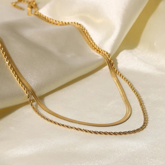 18K Gold-Plated Double-Layered Necklace - alternate necklace view