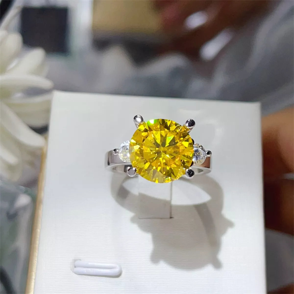 5 Carat Moissanite Sterling Silver Ring in Gold - women's ring