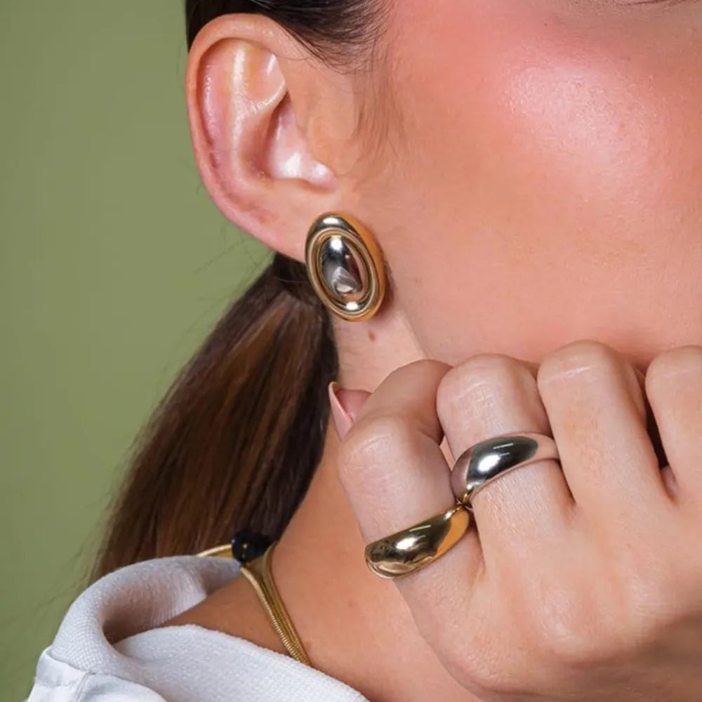 18K Gold-Plated Stainless Steel Stud Earring in Gold - women's stud earrings