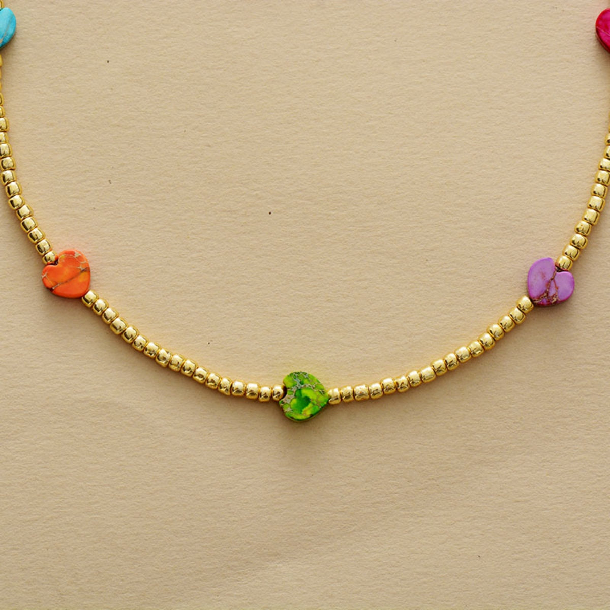Heart Shape Natural Stone Necklace - alternate necklace view