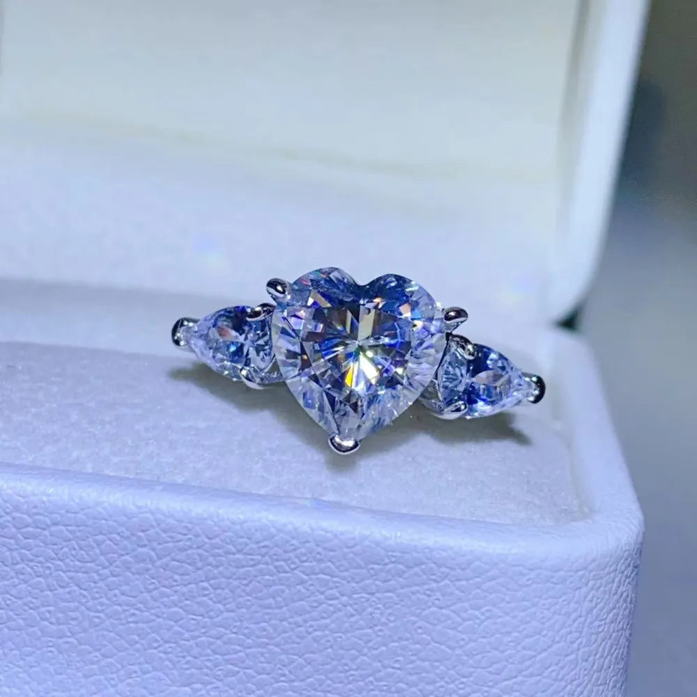 3 Carat Moissanite Sterling Silver Ring in Silver - women's ring
