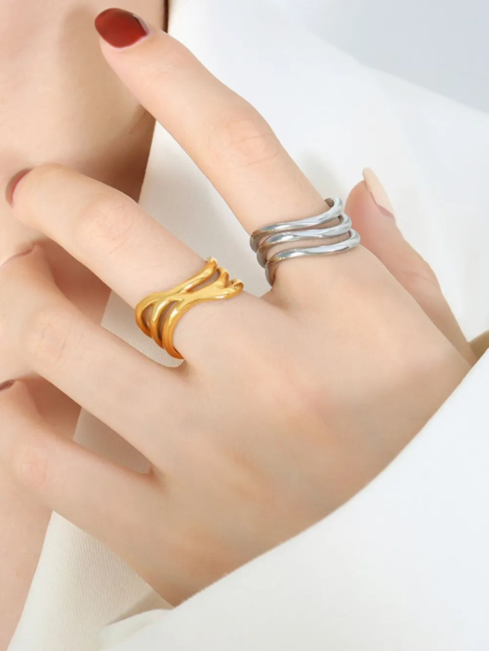 Titanium Steel Three-Layered Ring - alternate ring view