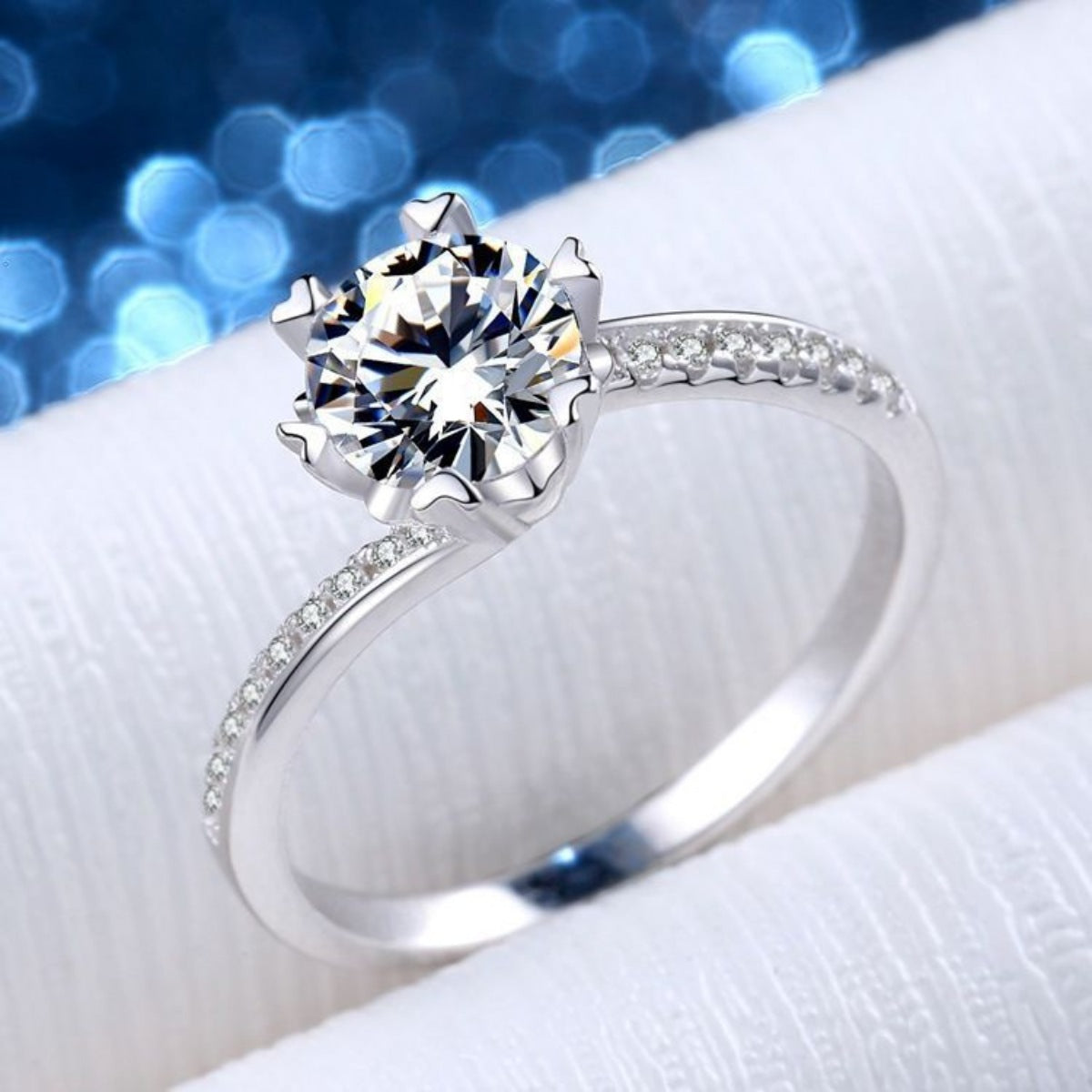 1 Carat Sterling Silver Moissanite Ring - alternate ring view