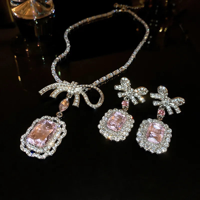 Alloy Crystal Geometric Pendant Necklace - alternate necklace view