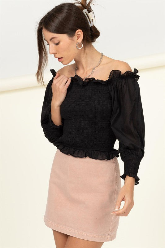 Off-Shoulder Smocked Blouse