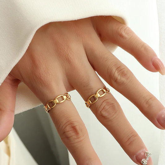 Titanium Steel Gold-Plated Adjustable Ring - alternate ring view