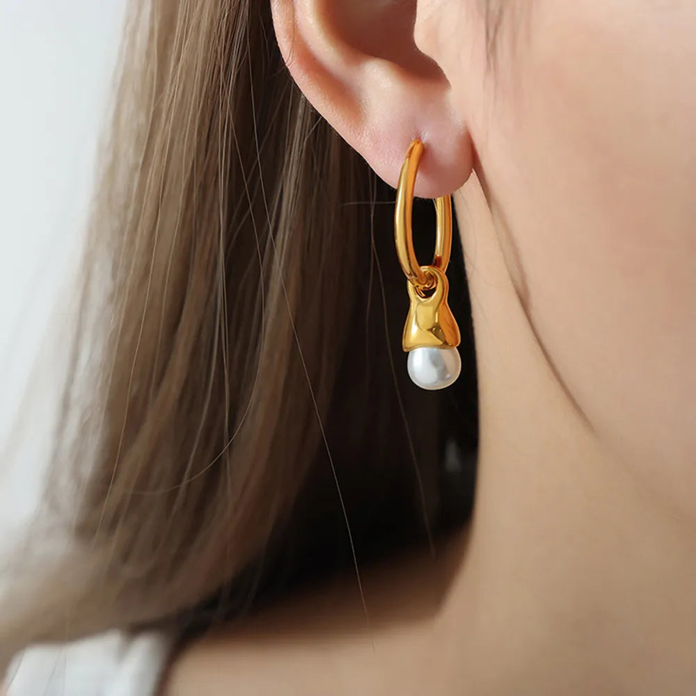 Titanium Steel Huggie Earrings - alternate earring view