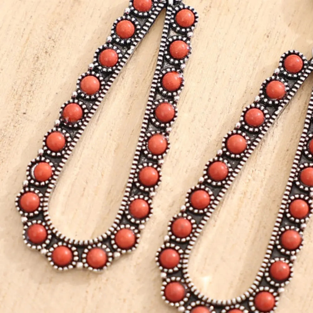 Alloy Beaded Teardrop Earrings - alternate earring view