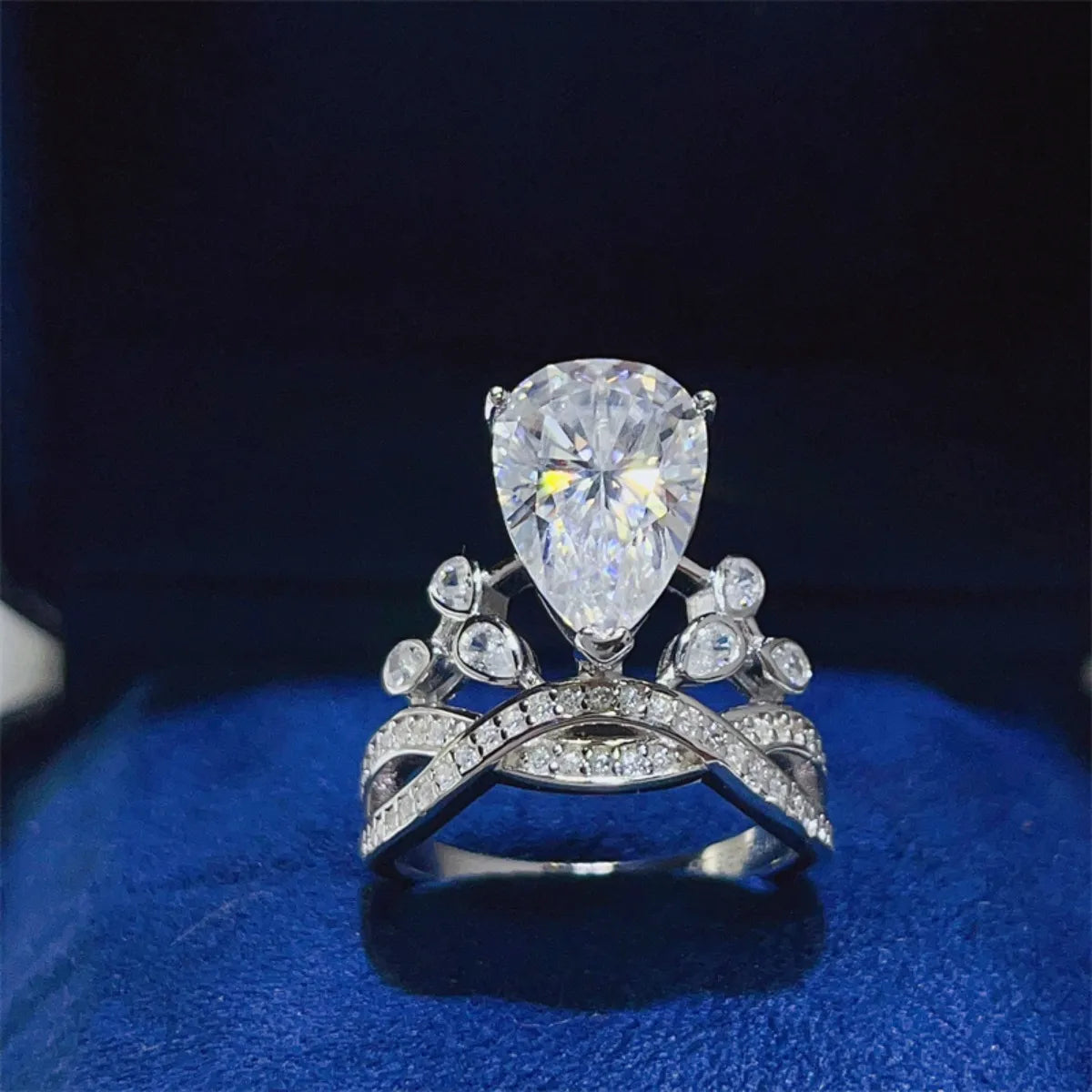 5 Carat Moissanite Sterling Silver Ring in White - women's ring