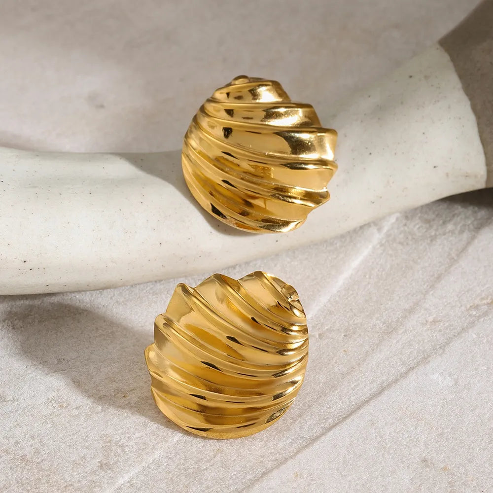 Stainless Steel Shell Shape Stud Earrings - alternate earring view