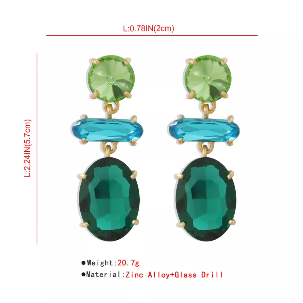 Alloy Geometric Dangle Earrings - alternate earring view