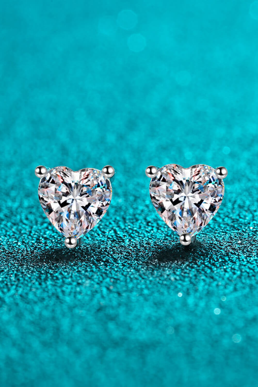 2 Carat Moissanite Heart-Shaped Stud Earrings - alternate earring view