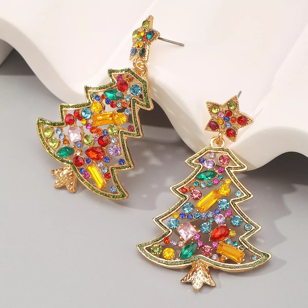 Christmas Tree Dangle Earrings - alternate earring view