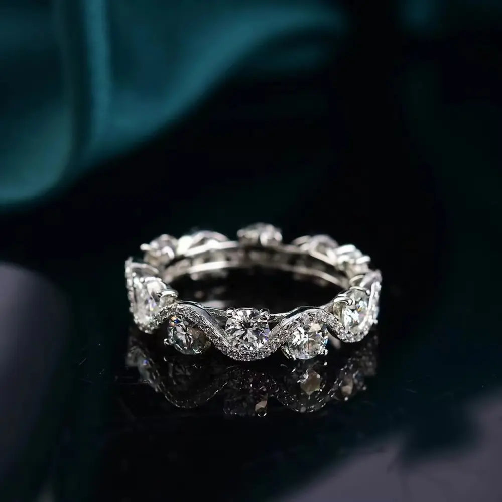 Moissanite Sterling Silver Ring in Silver - women's ring