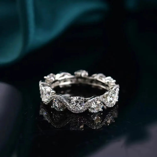 Moissanite Sterling Silver Ring in Silver - women's ring