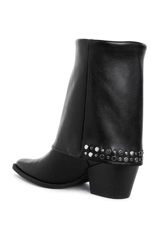 Stud Embellished Foldover Boots