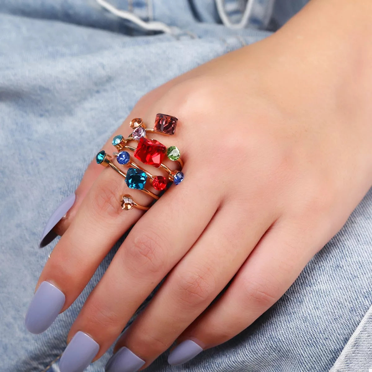 18K Gold-Plated Multi-Layered Ring - alternate ring view