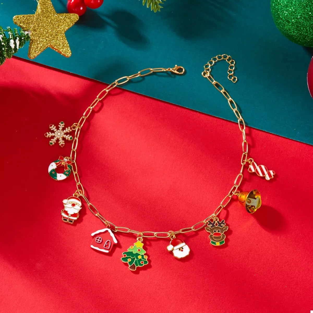 18K Gold-Plated Resin Christmas Theme Necklace - alternate necklace view