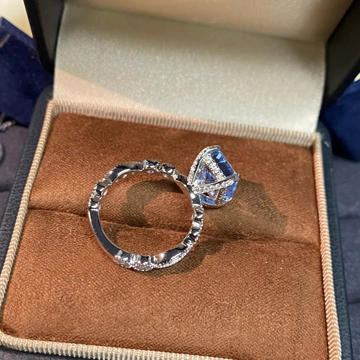 Sterling Silver Zircon Geometric Ring - alternate ring view