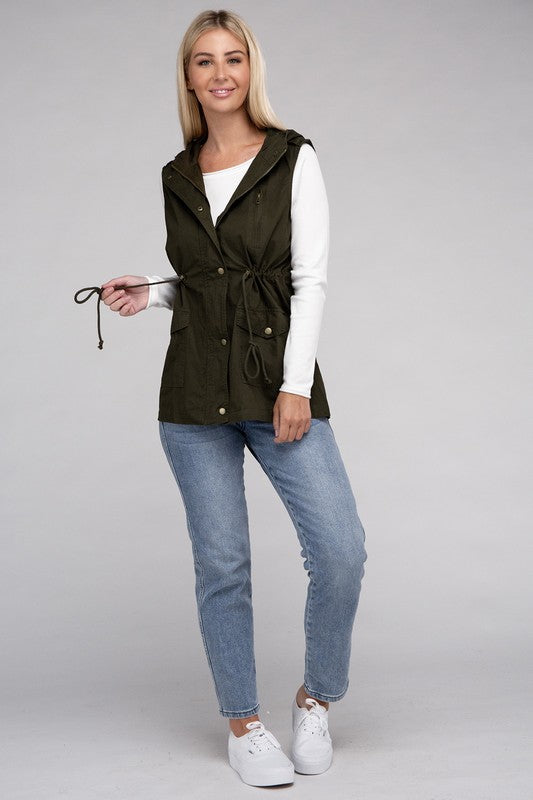 Drawstring Hoodie Vest
