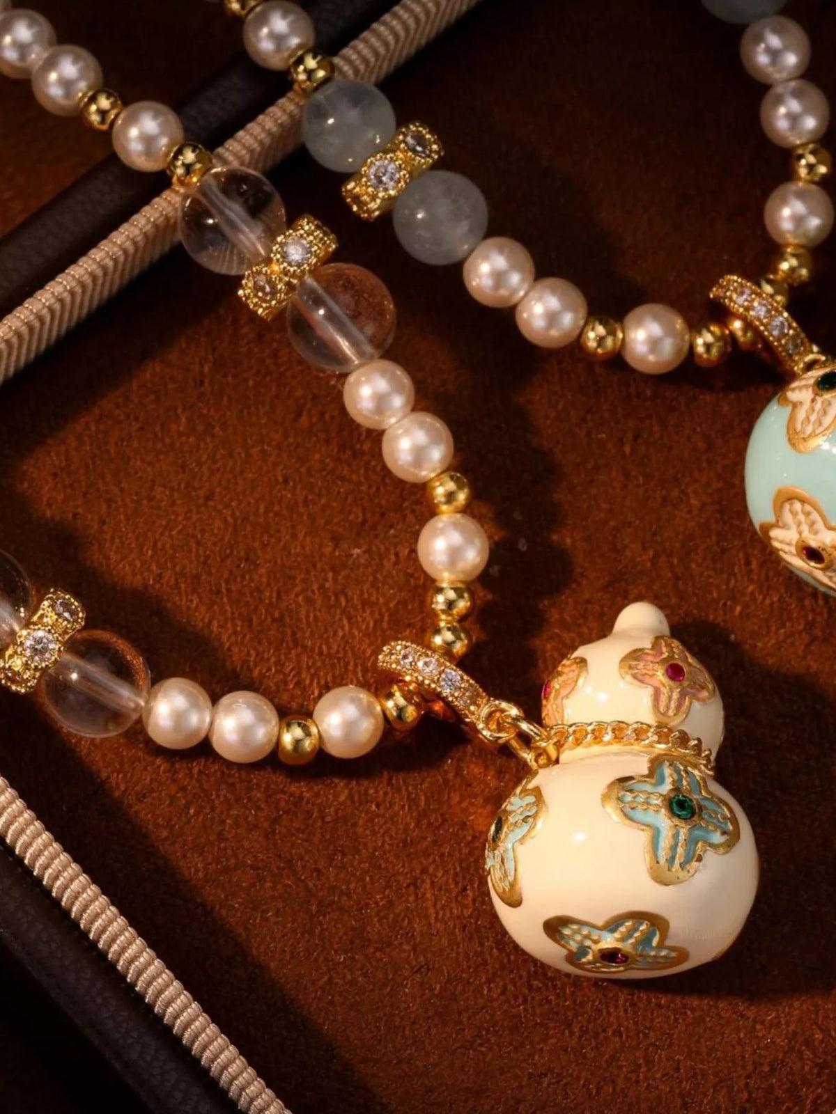 18K Gold-Plated Gourd Pendant Necklace - alternate necklace view