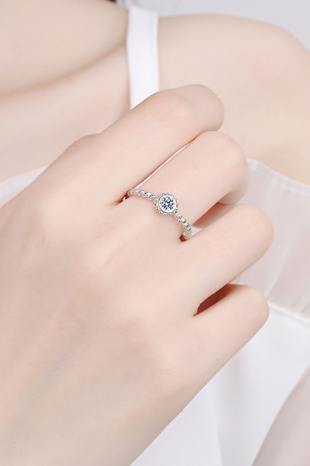 Moissanite Rhodium-Plated Ring in Silver - women's ring