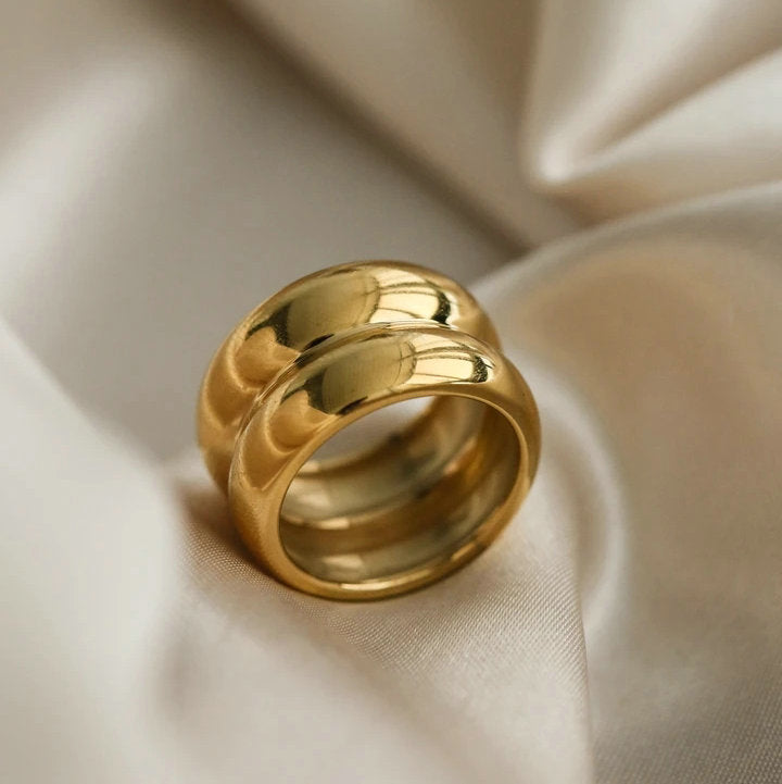 Gold Double Ridge Ring in Gold - women's ring