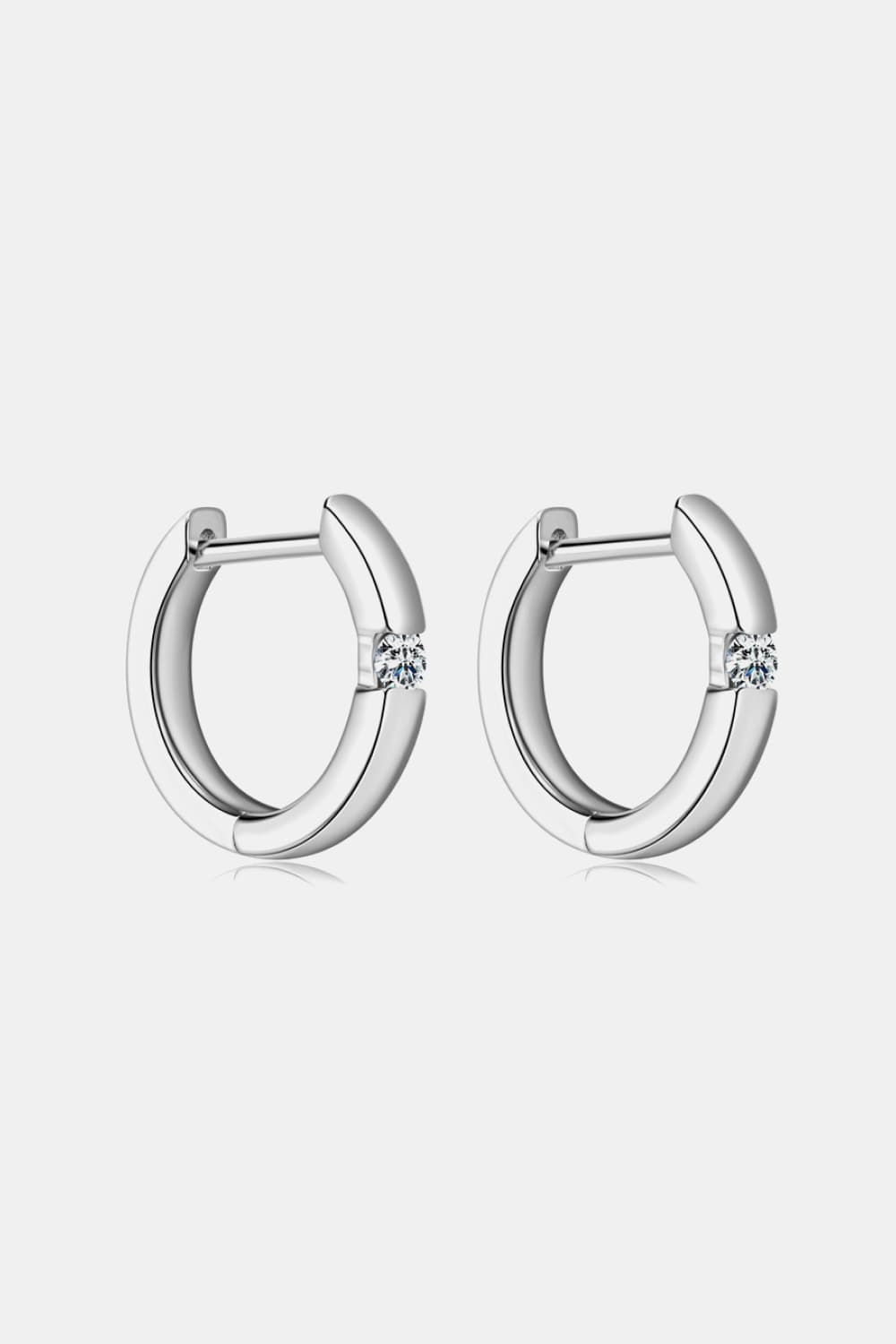 Moissanite Sterling Silver Huggie Earrings in Gold - women's huggie earrings