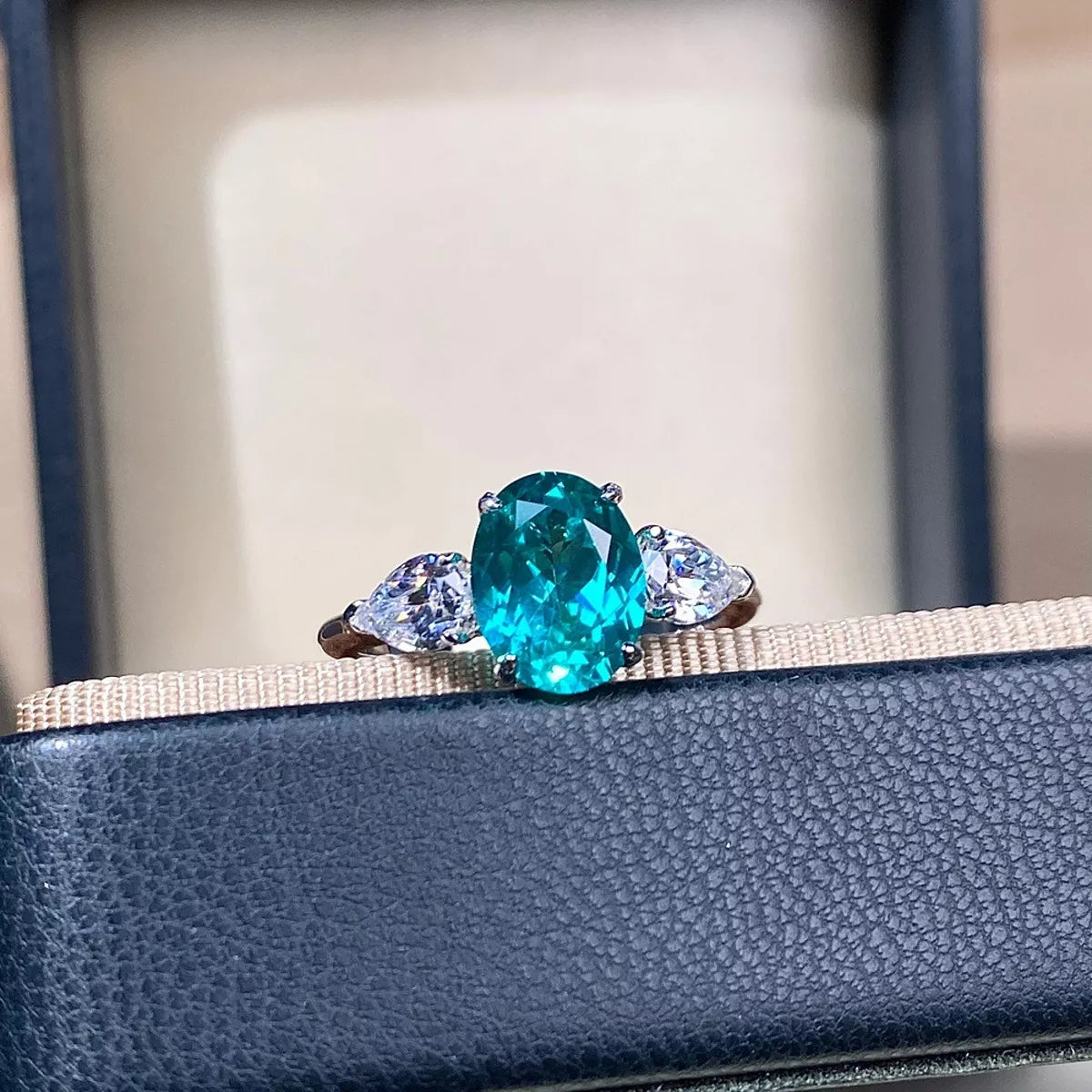 Topaz Sterling Silver Oval Ring in Cerulean - women's ring