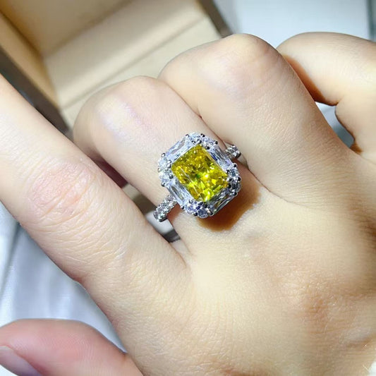 3 Carat Moissanite Sterling Silver Ring in Light Yellow - women's ring