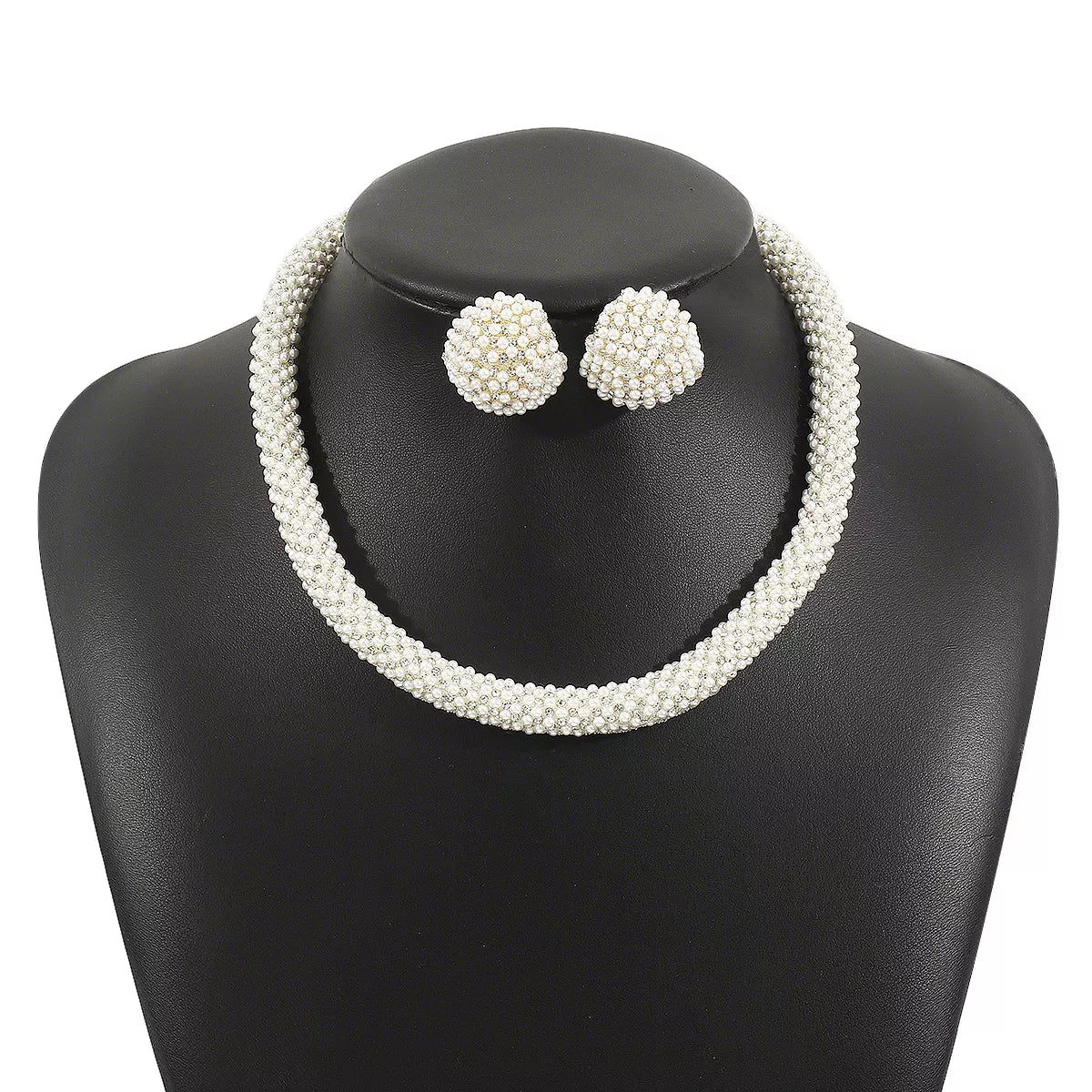 Pearl Embellished Earrings and Necklace Set - alternate necklace view