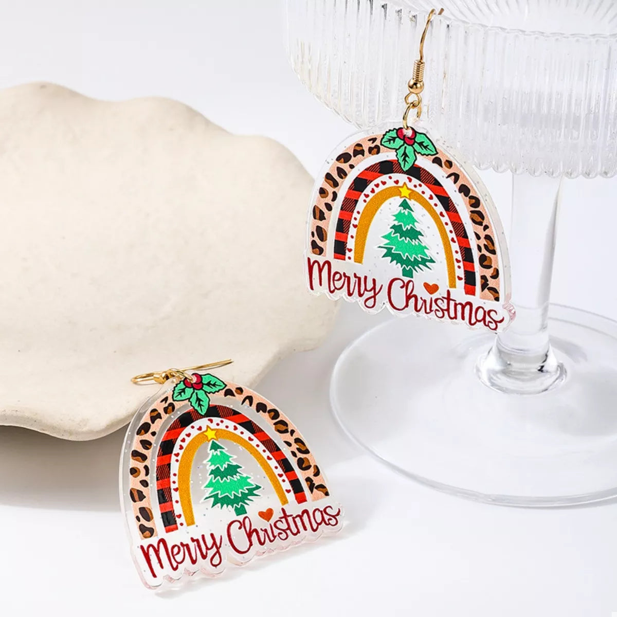 Christmas Rainbow Dangle Earrings - alternate earring view