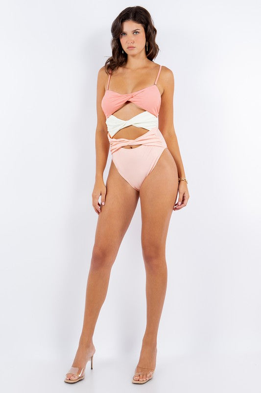 Triple Twist Cutout One Piece